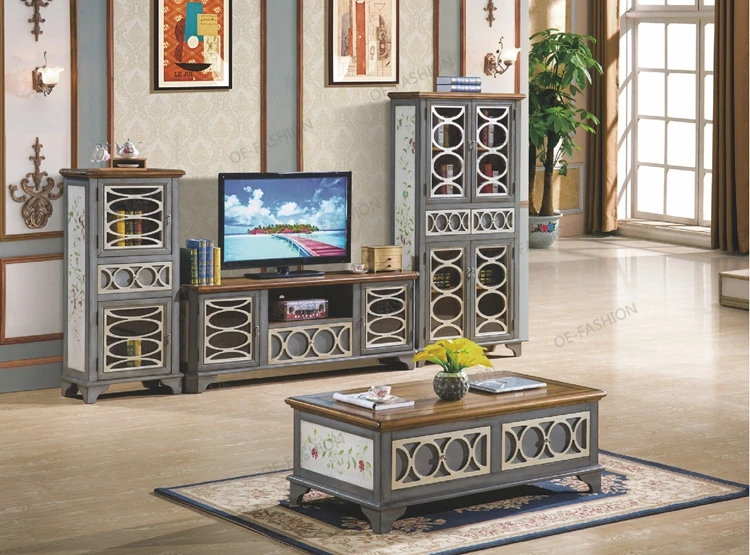 Luxury French Rococo Style TV Stand - Solid Wood Cabinet
