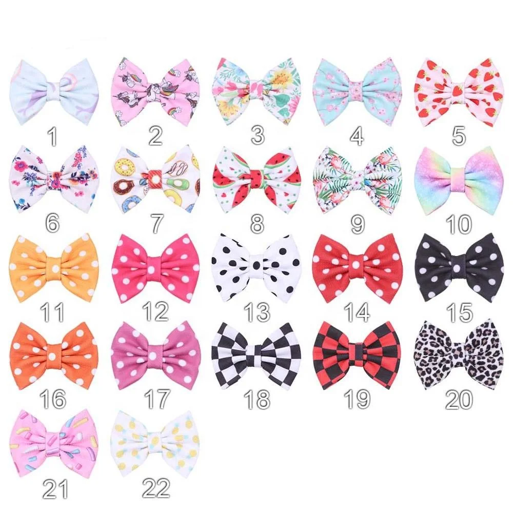 

New Arrival Baby Photography DIY Hair Accessories For Girls Kids Fashion 5" Fabric Printed Hair Bow 2019 Baby Bow Head Band, 22 colors