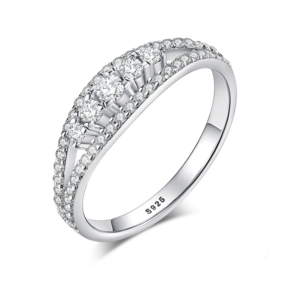 

Wholesale Custom 925 Sterling Silver Rings Clear CZ Finger Rings For Women Wedding Female Authentic Jewelry