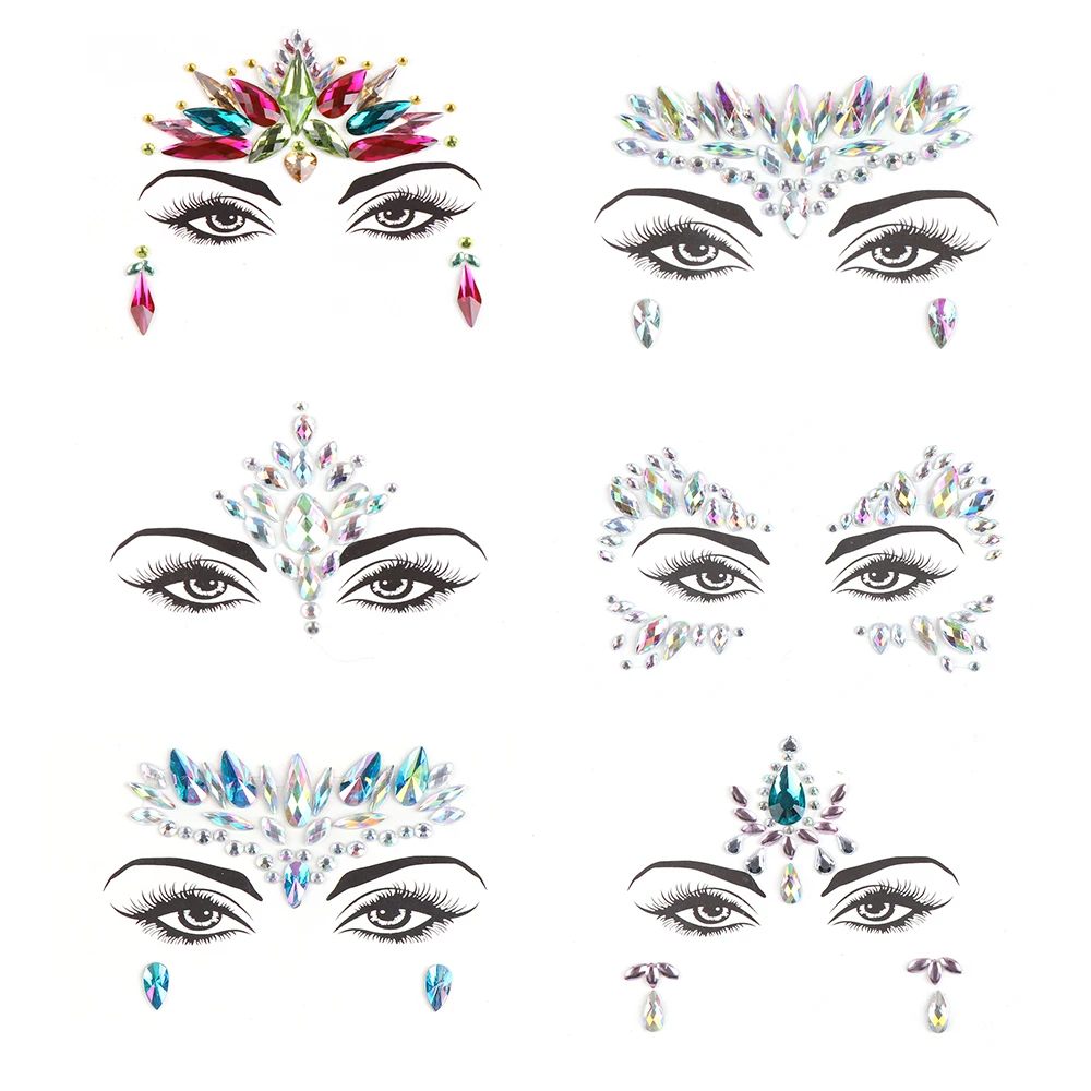 

2019 Hot sell Face Forehead Paster Bohemia Style Glitter Body Jewel Crystal Tattoo Stickers, In stock / customized