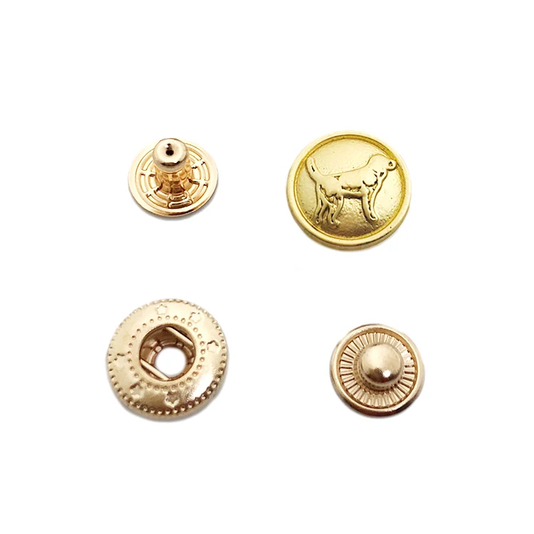 

Fashion style providing raise logo press metal snap button for garment, Gold or your request