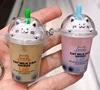 custom design pearl milk tea cup key chain/simulation tea cup key chain/make your own design key chain manufacturer