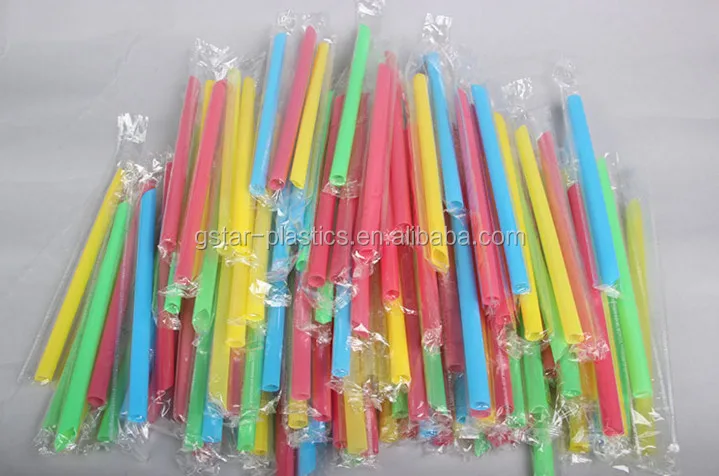 12mm 11mm Wide Neon Jumbo Plastic Straws PP Straight Pointy PP