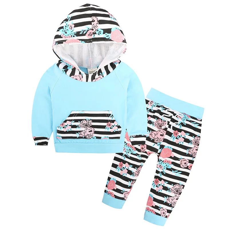 

Baby Girls Suits Clothes 2017 Spring Autumn Baby Girls Cotton Set Children Clothing Sets Floral Girls Clothes 3M-24M, Black
