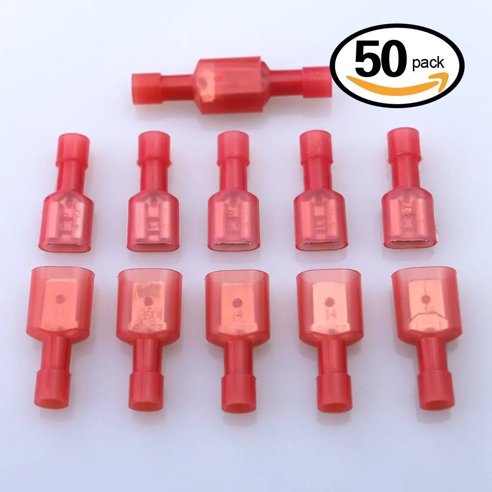 100 RED 22-16 GAUGE VINYL QUICK DISCONNECT FEMALE .110 TERMINAL CONNECTOR
