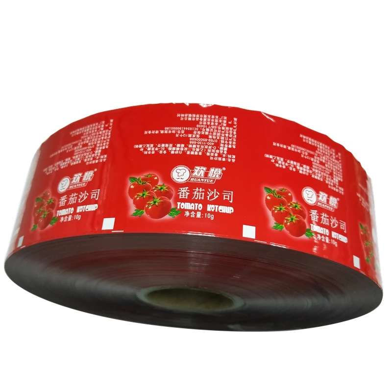 
High precision top grade moderate price aseptic food packaging plastic roll film sachet film roll for tomato paste 