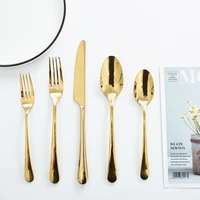 

Dishwasher Safe Bridal Mirror Gold Table Knife Dinner Fork Spoon Cutlery Set