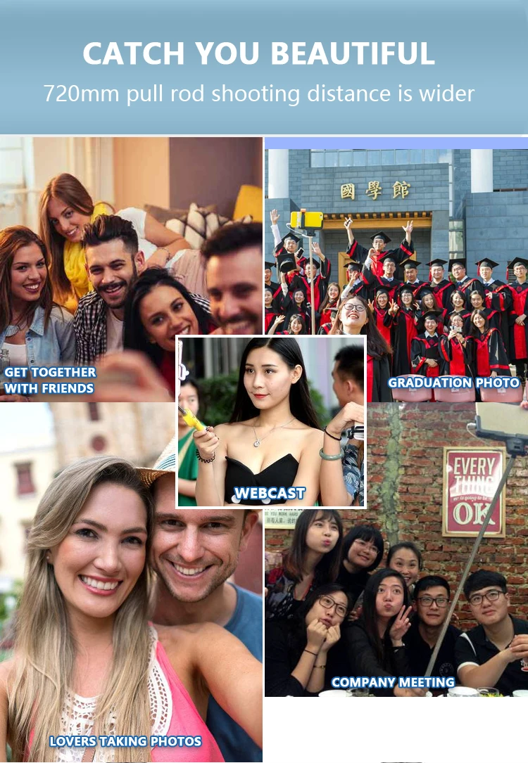 The Cheapest Selfie Stick Monopod without Bluetooth for Apple Wired Control Cable Selfie Stick as promotion gift