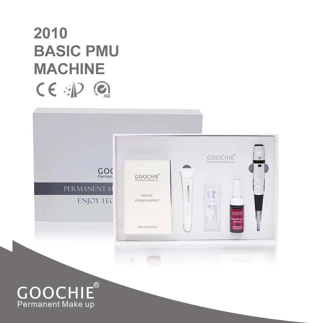 

PMU professional rotary digital tattoo permanent makeup machine kit GOOCHIE tattoo pen for beginner, Silver