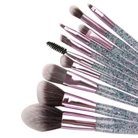 

10pcs Premium Quality Synthetic makeup brush/Crystal Handle Makeup Brush Set/Custom Logo Make Up Brushes