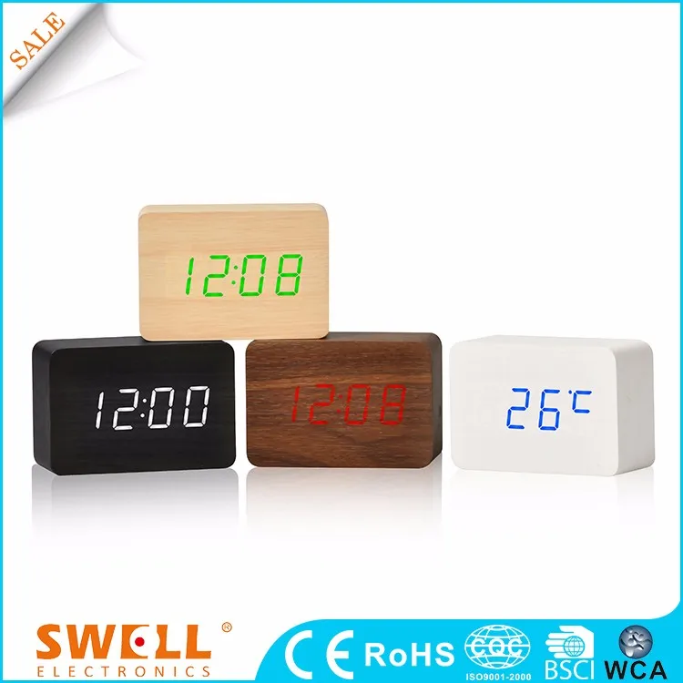 White Wood Digital Table Clock,Handmade Led Wood Desk Clock Buy Clock