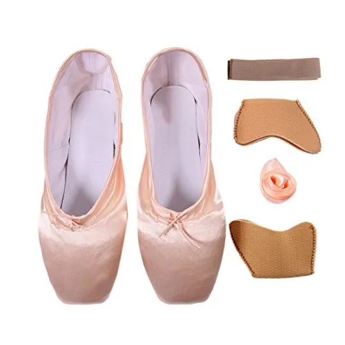 2019 Pink Women Ballet Dance Toe Shoes Flat Satin Pointe Shoes For Girl