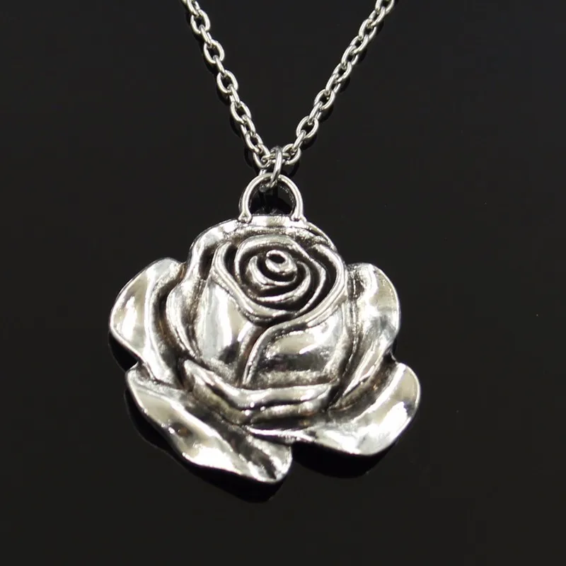 Rose Flower Pendant Necklace Metal Flower Pendant Fashion Real Rose ...