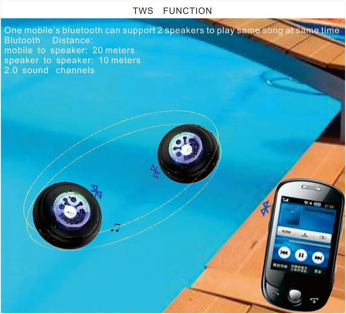 Ipx7 Water Proof Bluetooth Speaker,Swimming Pool Portable Floating
