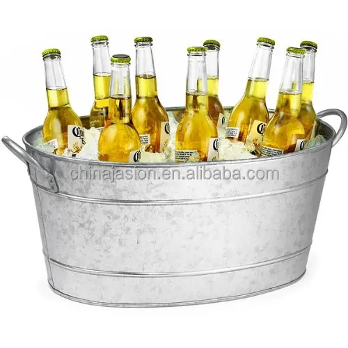 Large Galvanized Steel Oval Beverage Tub 21ltr Party Beer Bottle Cooler