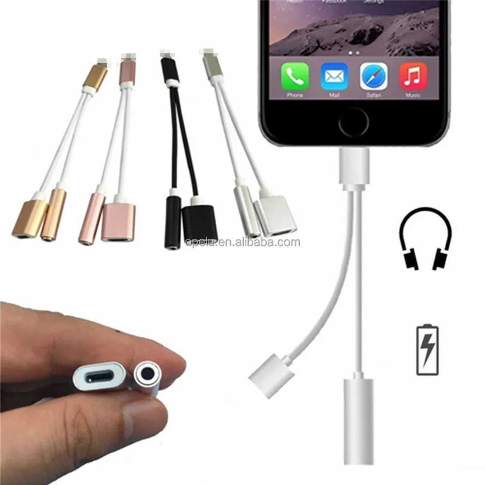 3.5mm Headphone Jack Adapter Audio 2 in 1 usb cable For iPhone 7 7 plus