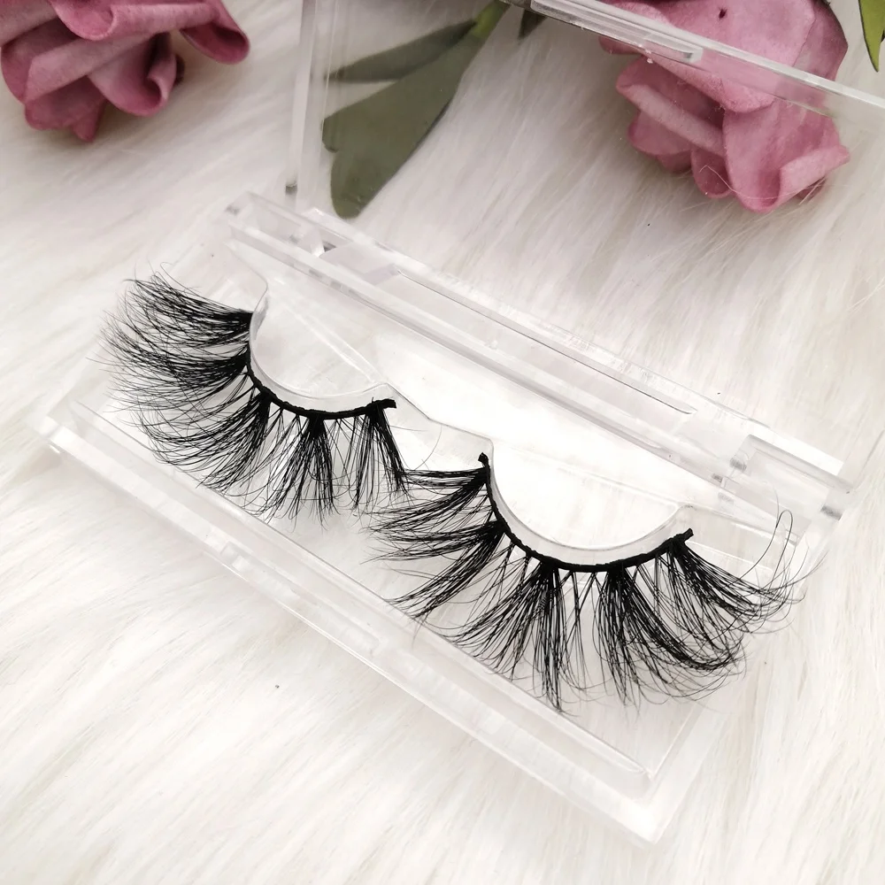 

100% Handmade Private Label 25mm Dramatic 100% Real 3d Mink Fur Strips Individual Fake Eyelashes Vendor Make Your Brand, Natural black