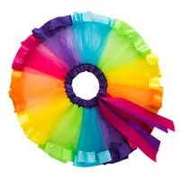 

DanyiBallet Hot Multicolor Rainbow Ribbon Bow TUTU Skirt Kids Infant Girl Birthday Dance Tulle Skirts