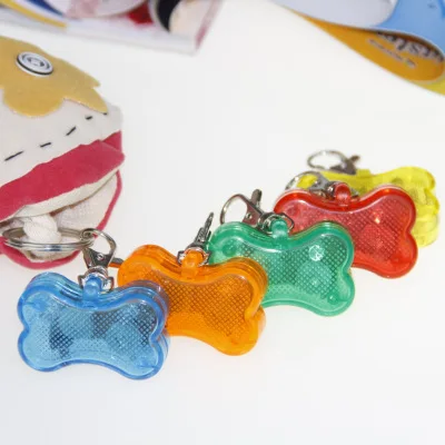 

Pet Puppy LED ID Tags lights pendants Flash Bone Safety Pendant Collar Circular Clip, As the picture