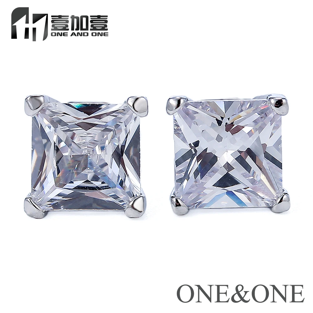 

White Gold Plated Square Shape CZ Stud Earrings