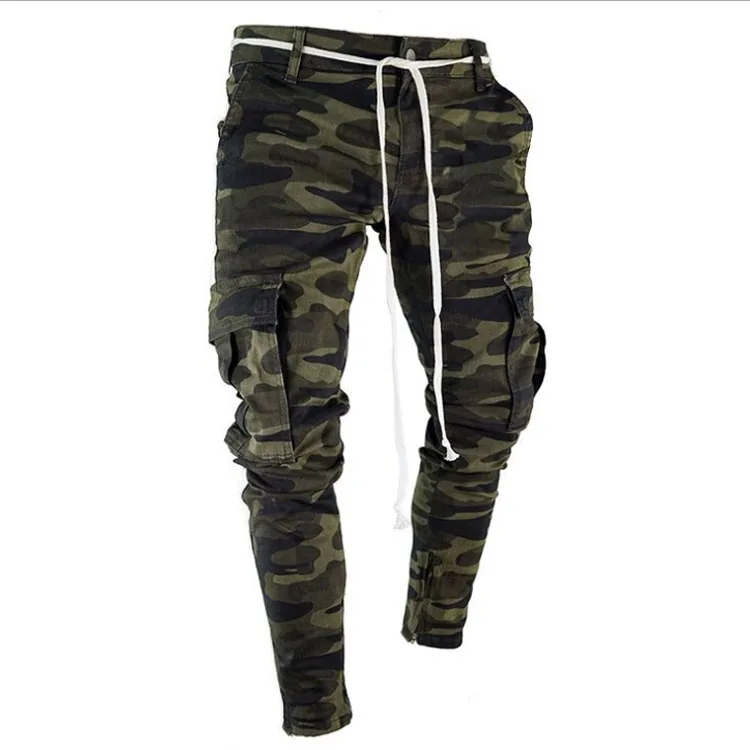 New Men Camouflage Trousers White Striped Skinny Hot Sale Fashion ...