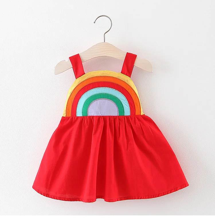 

The new 2019 hot sale rainbow sweet girl sling rainbow dress 0-3 years old hot sell dress