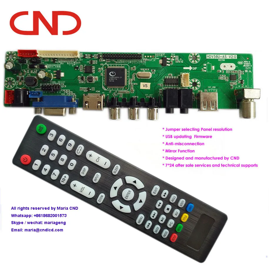 Universal Lcd Led Tv Tuner Card Hdmi Vga Av Usb To Lvds For Auo Cmo Boe