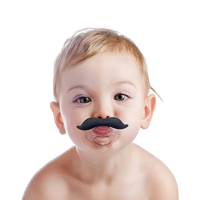 

2019 hot selling baby pacifier wholesale funny mustache baby pacifier nipple, Black /grey