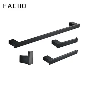 Image of FACIIO Wall Mounted 304 stainless steel bathroom black 4 pcs accessory set