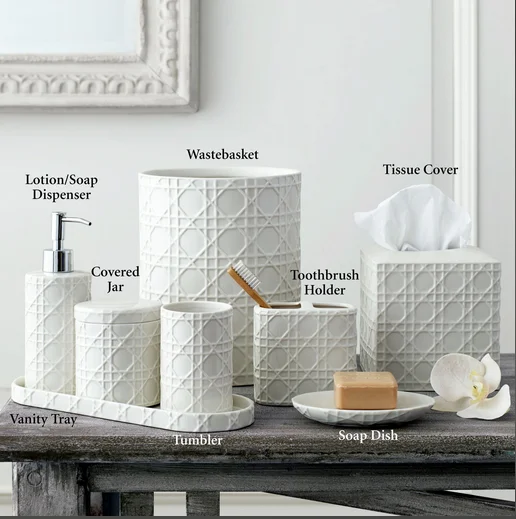 White Hospitality 7pcs Ceramic Washroom Items And Bathroom Accessories