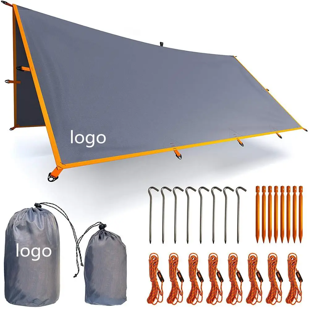

Woqi Outdoor Camping Tent Rain Fly tarp 210T Nylon ripstop PU 3000 Waterproof Lightweight Survival Gear Shelter for Camping, Green/dark green/ blue/grey