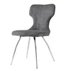 modern grey fabric tufted wing back dining chair chromed leg casual furniture dining chair