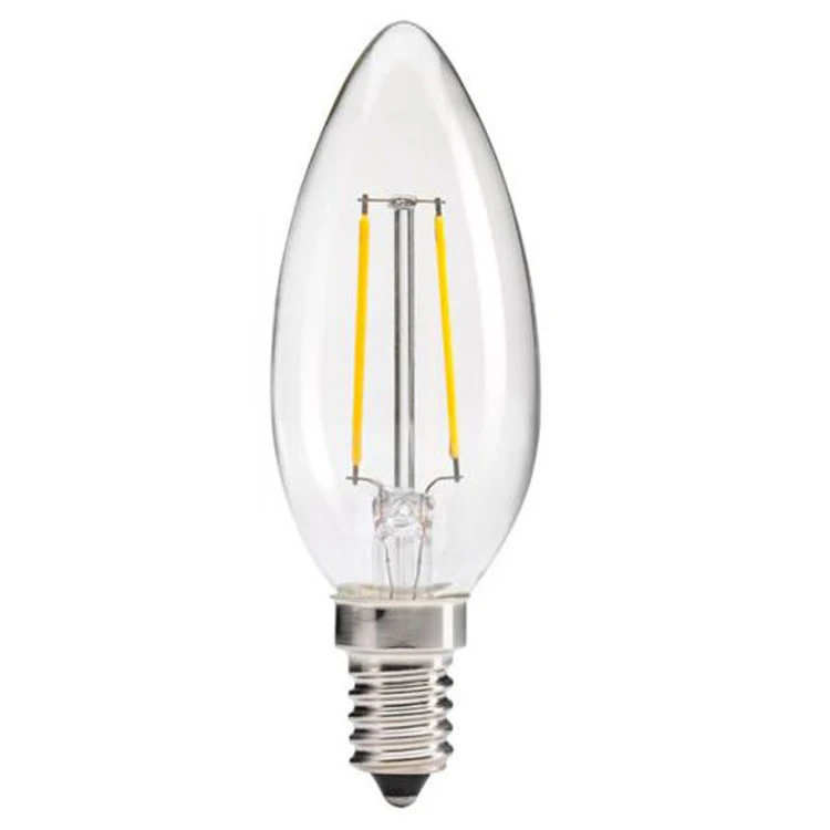 c35 led filament lighting bulb candle shape E14 base 2w