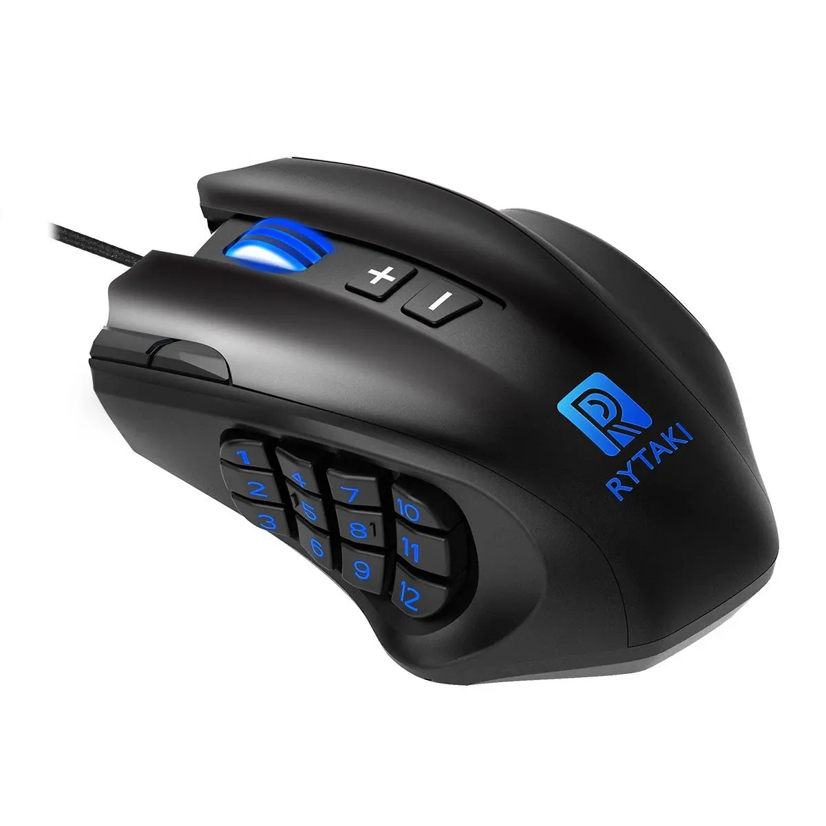 High-Precision 16400 DPI Laser MMO Wired Gaming Mice with 19 Programmable Buttons, 12 Side Buttons,6 Adjustable DPI Levels