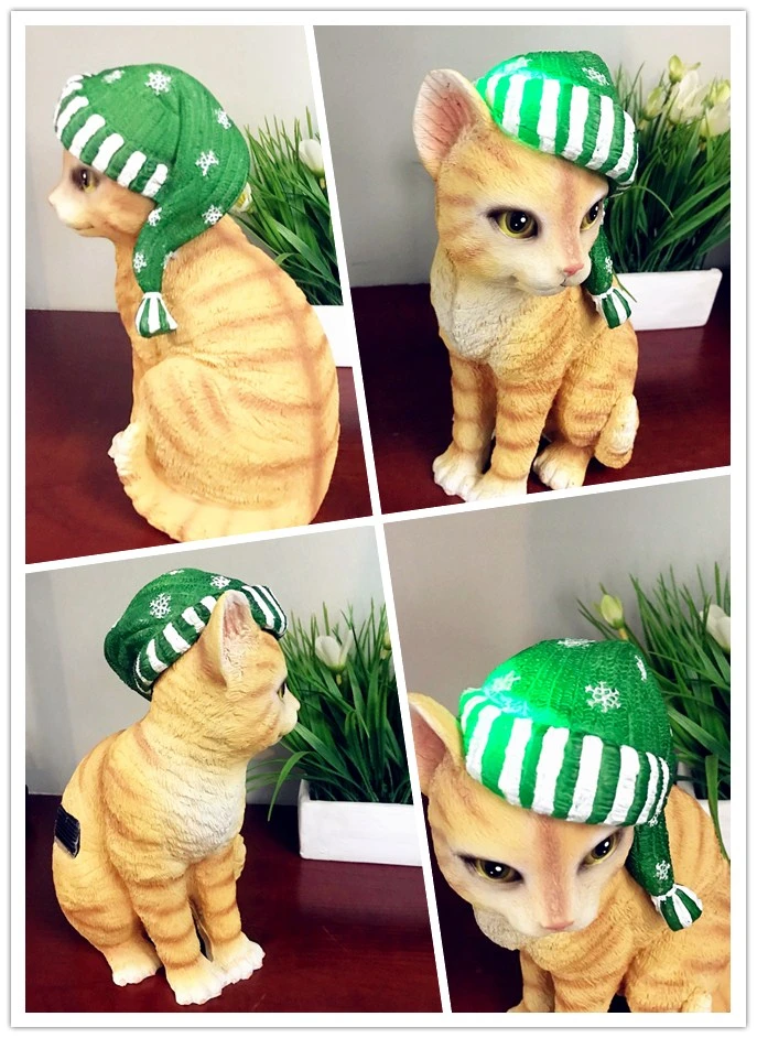 Polyresin Orange Outdoor Solar Lighted Christmas Cat Statue Buy Cat