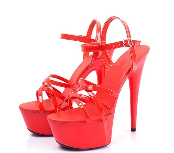 

Super high heels 15cm high and stiletto sandals women's summer hot club model runway women's shoesBeauty contest model with shoe, Black