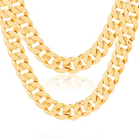 

ATHENAA Wholesale Men 18k Gold Flat Cubin Link Necklace Chain