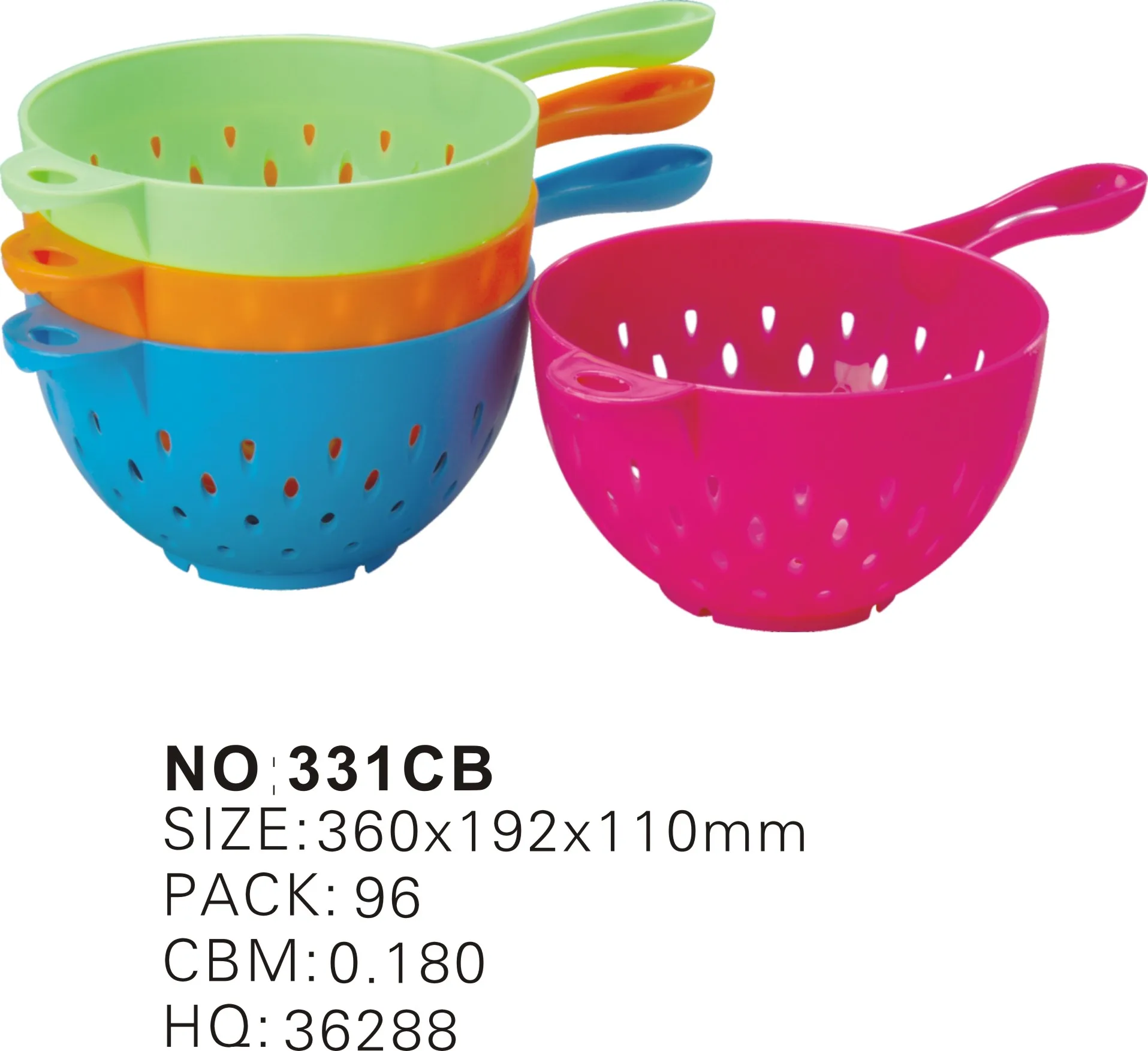 Haixing Food Grade Plastic Bowl Shape Sieve Colander With Long Handle
