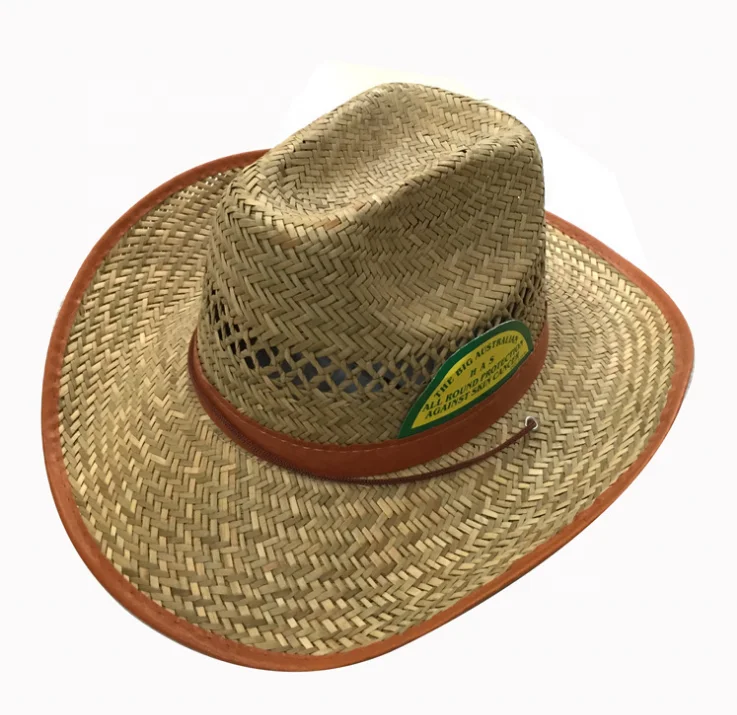 Cheap palm straw mexican sombrero hat cowboy floppy hat for summer 