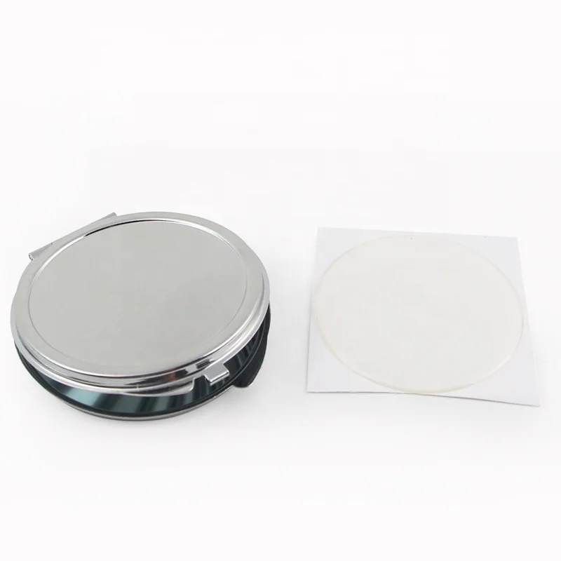 

6CM Mini Silver Color Pretty Round Pocket Mirror With Resin Sticker DIY set