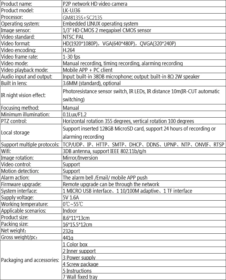 Laikor P2P network HD video camera with night vision IR-Cut camera recording home security camera