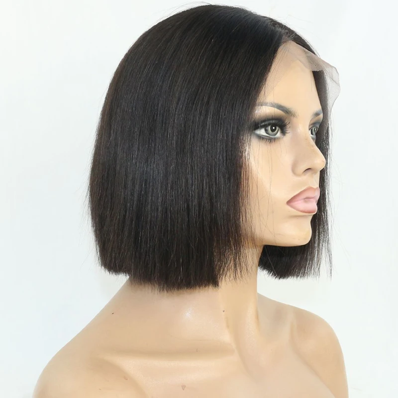 

Top Quality 180% Cheap Glueless BOB Wigs Short Human Hair Wigs For Black Women Straight Virgin Peruvian Hair Lace Front Wigs