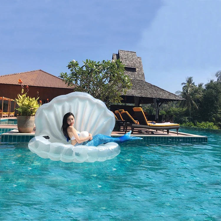 可爱的设计塑料贝壳沙发浮动充气大贝壳游泳浮子浮子岛管为党