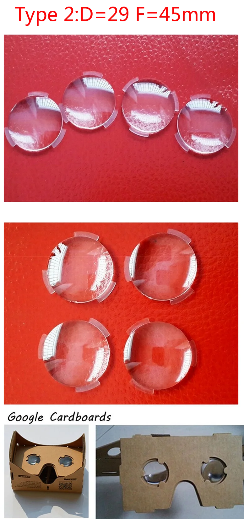 10Pcs Dia 25mm BiConvex Clear Lens Convex Glass Lens For Google Cardboard Box 3D VR Glasses Magnifying Lens Focal Length 45mm