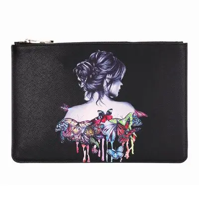 

Fashion printing large capacity women men zipper clutch bags