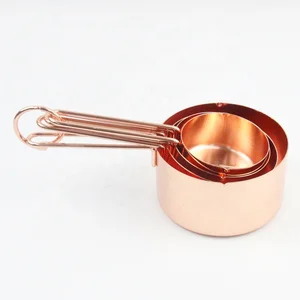 Kitchen Accessories with Handle Pouring Spouts Rose Gold Heavy Duty Mirror Polished Cooking  4Pcs Stainless Steel Measuring Cups