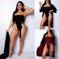 

WNAK8710 women fashion sexy solid beachwear set with cover up