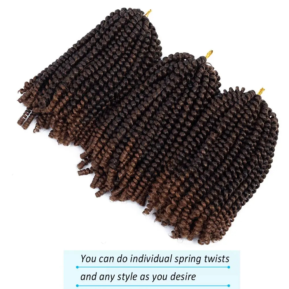 8inch Spring Twist合成假发片，加长发，编织，钩编，辫子，编织，黑色女性