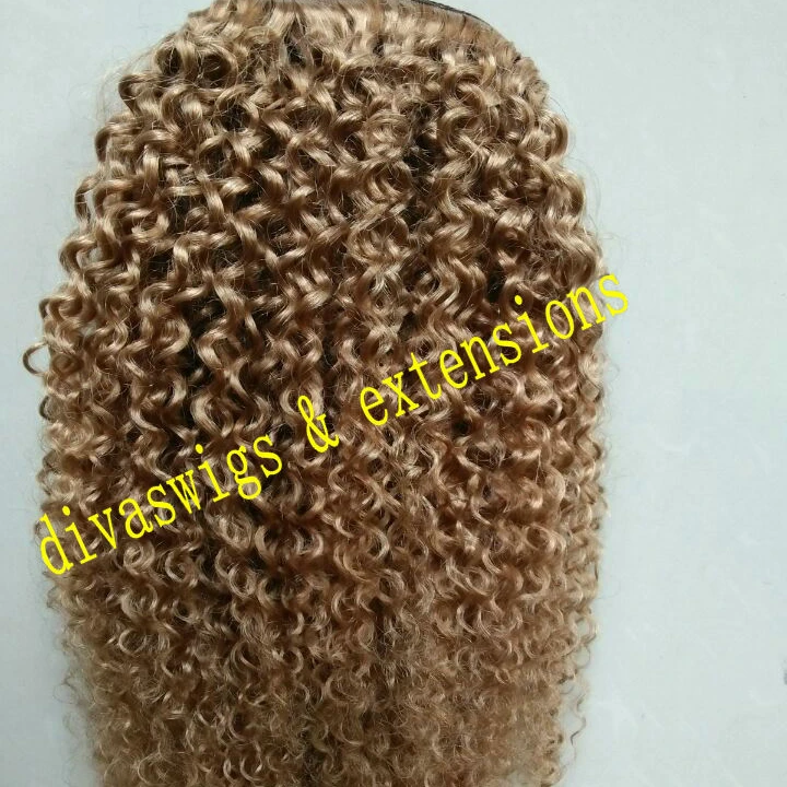 African american Honey blonde kinky curly human hair drawstring ponytail 120g African american Honey blonde kinky curly human hair drawstring ponytail 120g