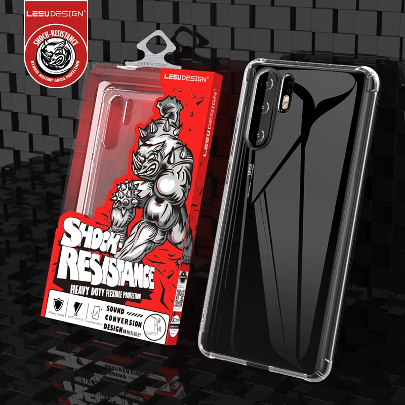 

LEEU DESIGN 2019 new arrivals mobile phone accessories anti shock cases for iphone x xr xs max 6 7 8 plus P30 PRO lite mate 20, Clear, black